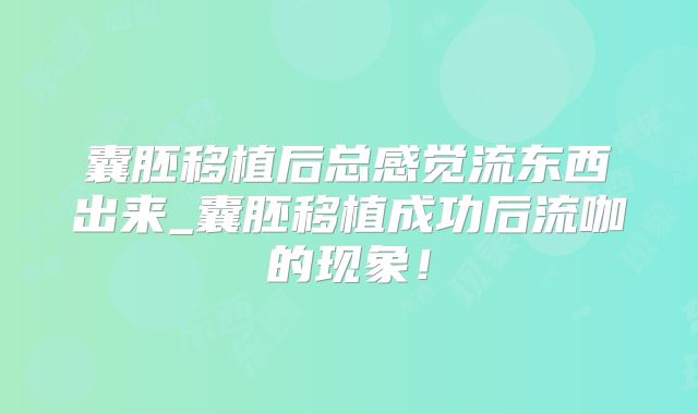 囊胚移植后总感觉流东西出来_囊胚移植成功后流咖的现象!