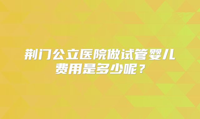 荆门公立医院做试管婴儿费用是多少呢?