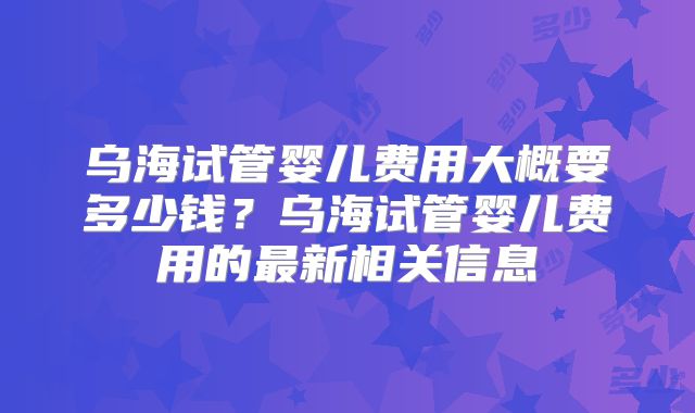 乌海试管婴儿费用大概要多少钱?乌海试管婴儿费用的最新相关信息