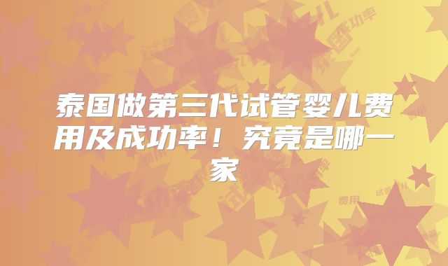 泰国做第三代试管婴儿费用及成功率!究竟是哪一家