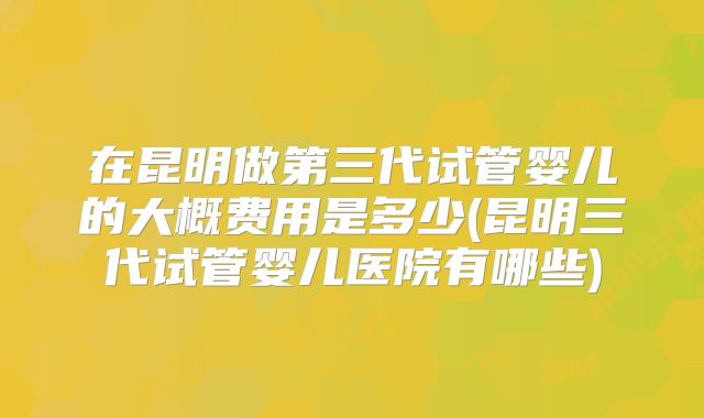 在昆明做第三代试管婴儿的大概费用是多少(昆明三代试管婴儿医院有哪些)
