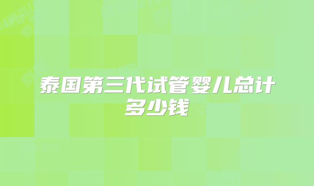 泰国第三代试管婴儿总计多少钱