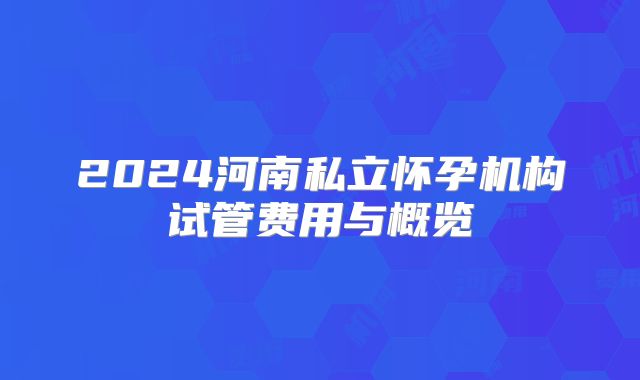 2024河南私立怀孕机构试管费用与概览
