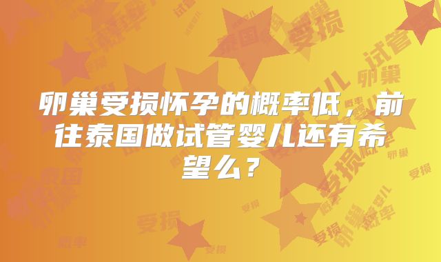 卵巢受损怀孕的概率低,前往泰国做试管婴儿还有希望么?
