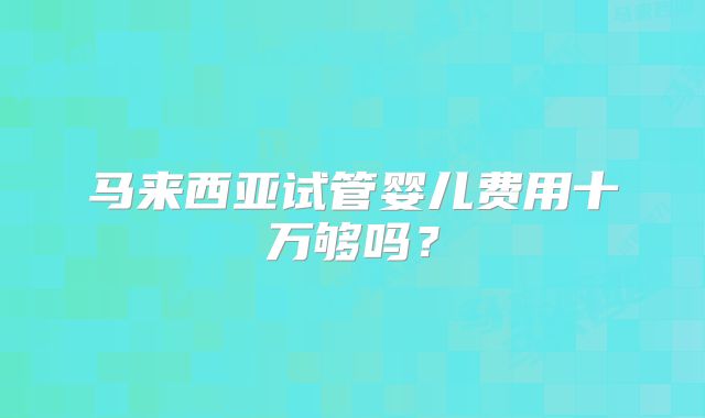 马来西亚试管婴儿费用十万够吗？