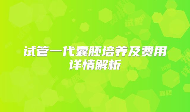 试管一代囊胚培养及费用详情解析
