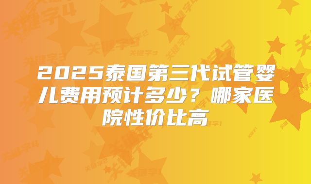 2025泰国第三代试管婴儿费用预计多少？哪家医院性价比高
