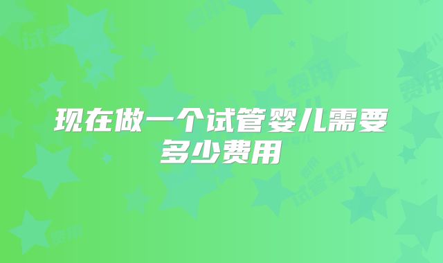 现在做一个试管婴儿需要多少费用