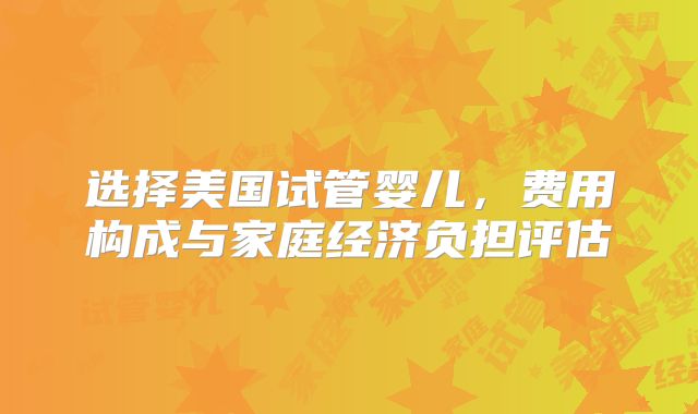 选择美国试管婴儿，费用构成与家庭经济负担评估