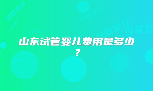 山东试管婴儿费用是多少？