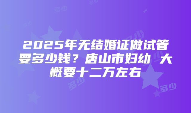 2025年无结婚证做试管要多少钱？唐山市妇幼 大概要十二万左右