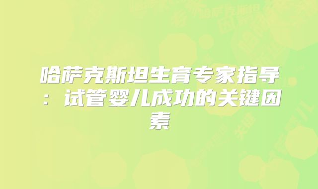 哈萨克斯坦生育专家指导:试管婴儿成功的关键因素