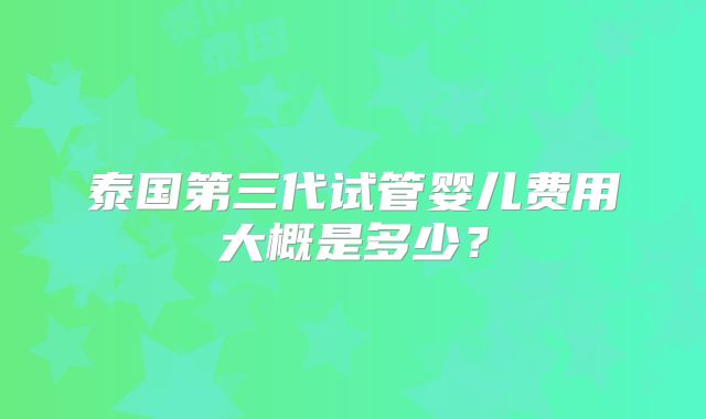 泰国第三代试管婴儿费用大概是多少？
