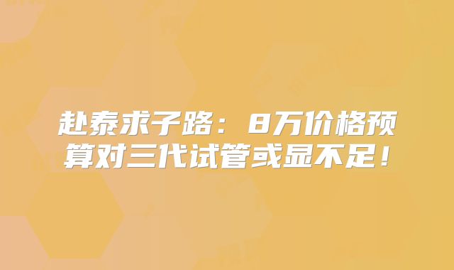 赴泰求子路：8万价格预算对三代试管或显不足！