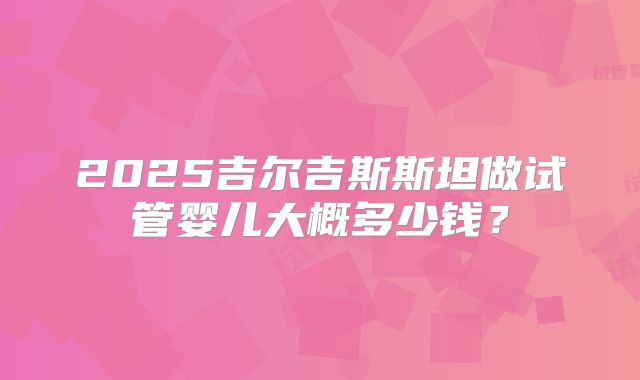 2025吉尔吉斯斯坦做试管婴儿大概多少钱？