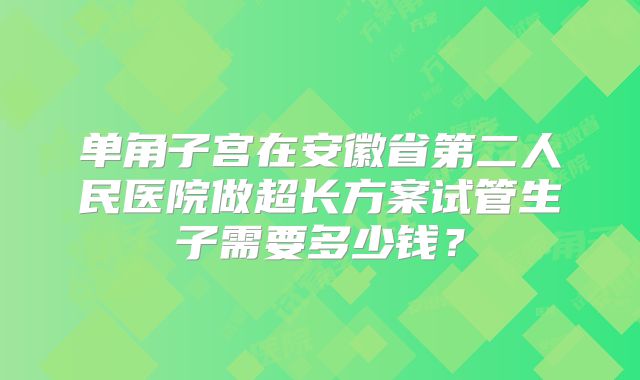 单角子宫在安徽省第二人民医院做超长方案试管生子需要多少钱?