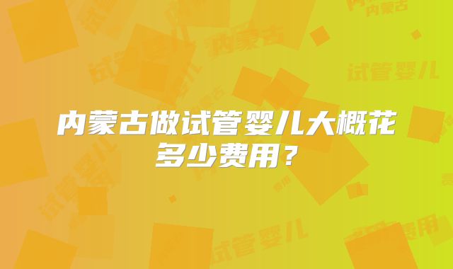 内蒙古做试管婴儿大概花多少费用？