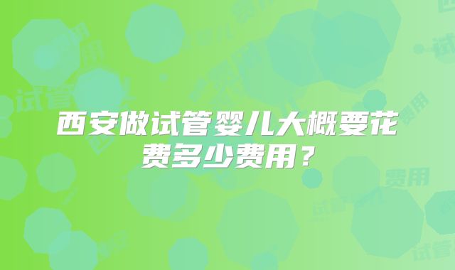 西安做试管婴儿大概要花费多少费用？