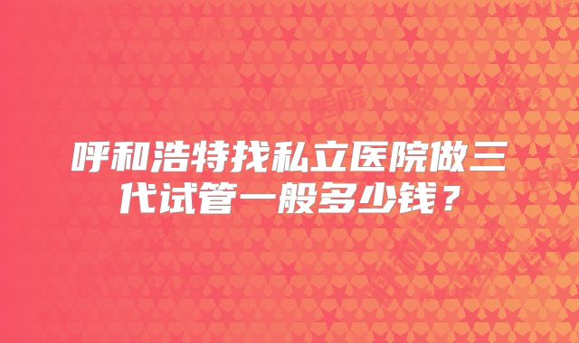 呼和浩特找私立医院做三代试管一般多少钱？