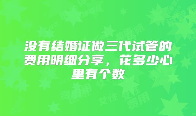 没有结婚证做三代试管的费用明细分享，花多少心里有个数