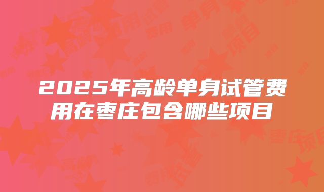 2025年高龄单身试管费用在枣庄包含哪些项目