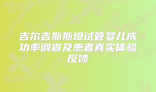 吉尔吉斯斯坦试管婴儿成功率调查及患者真实体验反馈
