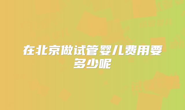 在北京做试管婴儿费用要多少呢