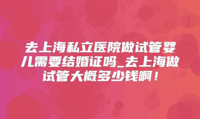 去上海私立医院做试管婴儿需要结婚证吗_去上海做试管大概多少钱啊！