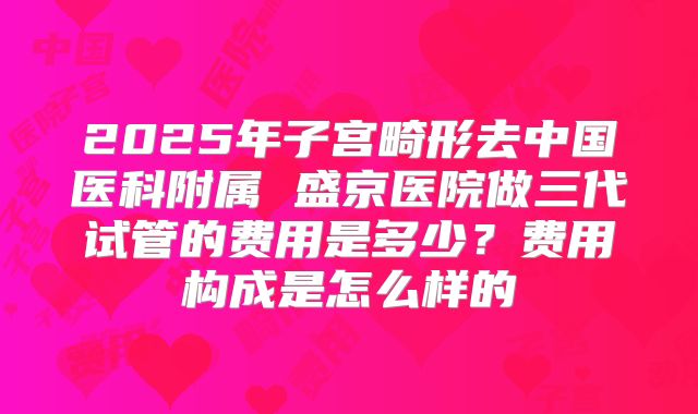 2025年子宫畸形去中国医科附属 盛京医院做三代试管的费用是多少?费用构成是怎么样的