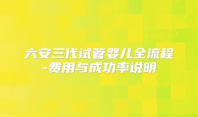 六安三代试管婴儿全流程-费用与成功率说明