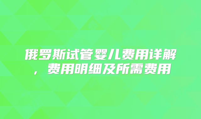 俄罗斯试管婴儿费用详解，费用明细及所需费用