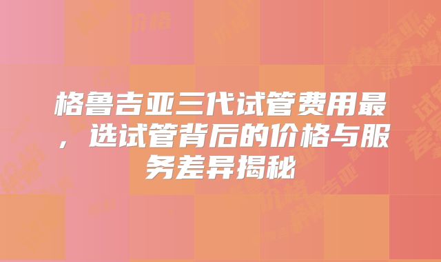 格鲁吉亚三代试管费用最,选试管背后的价格与服务差异揭秘