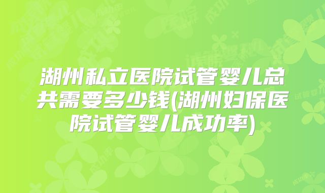 湖州私立医院试管婴儿总共需要多少钱(湖州妇保医院试管婴儿成功率)