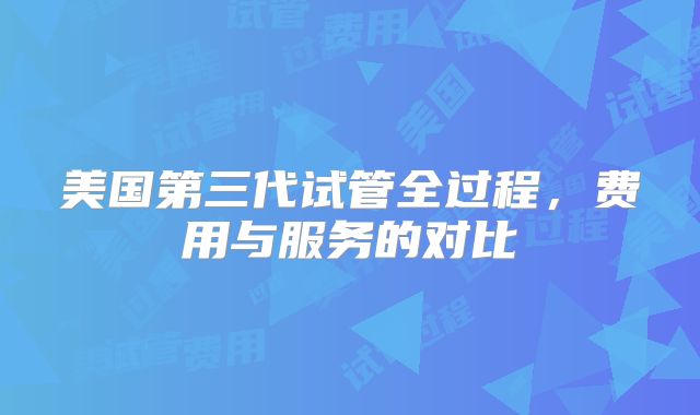 美国第三代试管全过程，费用与服务的对比