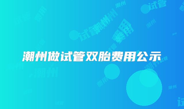 潮州做试管双胎费用公示