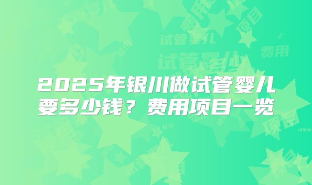 2025年银川做试管婴儿要多少钱？费用项目一览