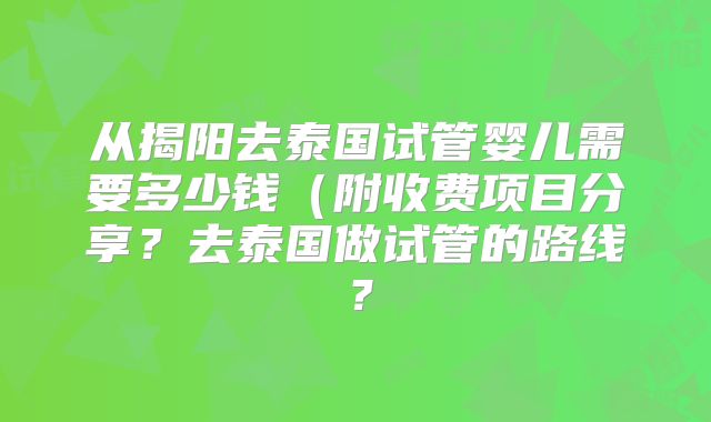 从揭阳去泰国试管婴儿需要多少钱（附收费项目分享？去泰国做试管的路线？