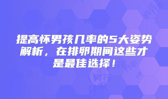 提高怀男孩几率的5大姿势解析，在排卵期间这些才是最佳选择！