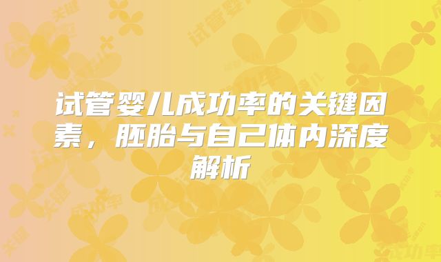 试管婴儿成功率的关键因素，胚胎与自己体内深度解析