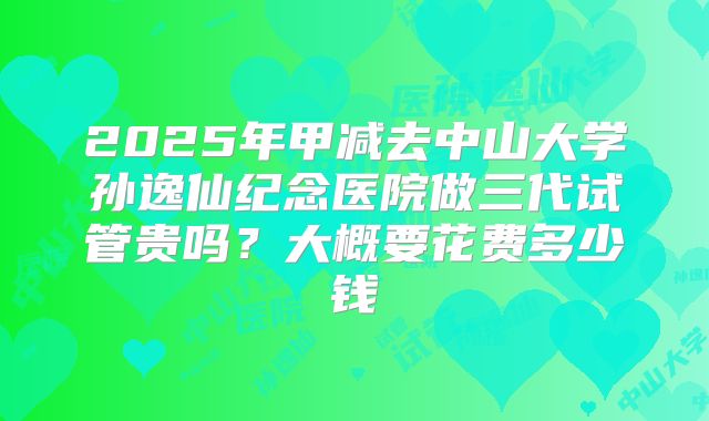 2025年甲减去中山大学孙逸仙纪念医院做三代试管贵吗？大概要花费多少钱