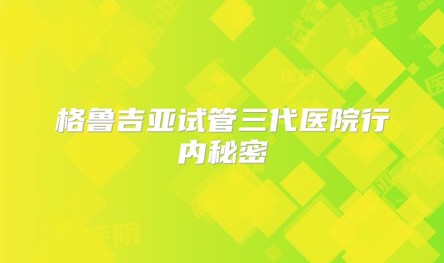 格鲁吉亚试管三代医院行内秘密