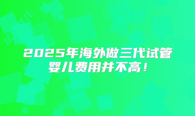 2025年海外做三代试管婴儿费用并不高！