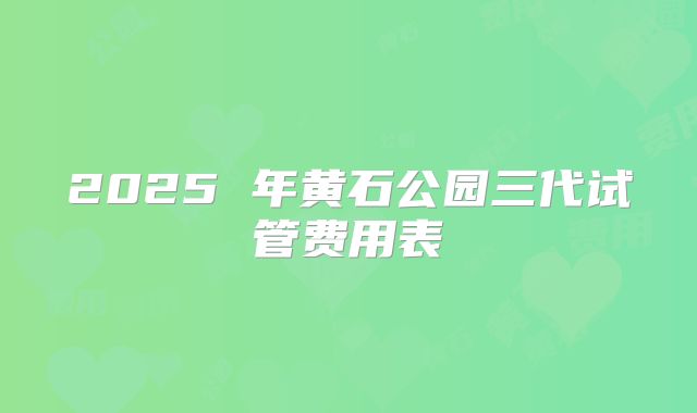 2025 年黄石公园三代试管费用表