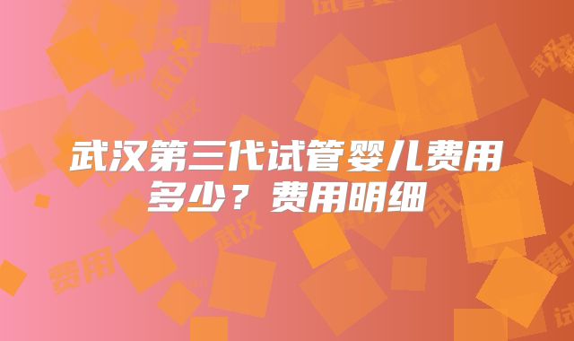 武汉第三代试管婴儿费用多少？费用明细