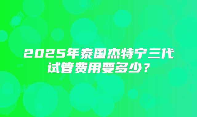 2025年泰国杰特宁三代试管费用要多少?