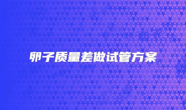 卵子质量差做试管方案