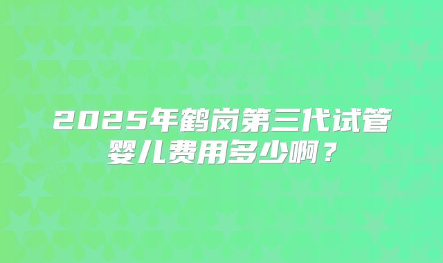 2025年鹤岗第三代试管婴儿费用多少啊?