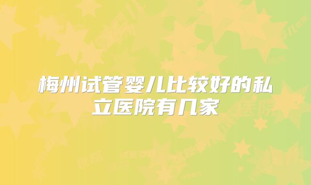 梅州试管婴儿比较好的私立医院有几家