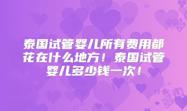 泰国试管婴儿所有费用都花在什么地方!泰国试管婴儿多少钱一次!