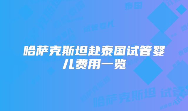 哈萨克斯坦赴泰国试管婴儿费用一览